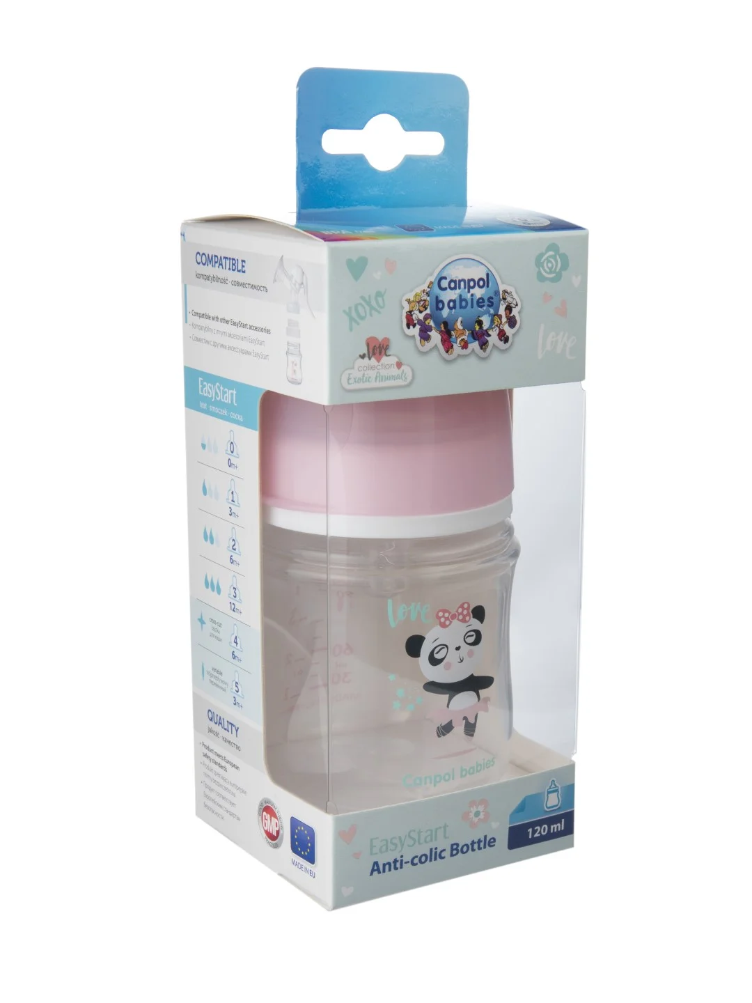 Зеленый canpol Babies Exotic Animals Бутылочка для кормления c широким горлом 0+, 120 мл