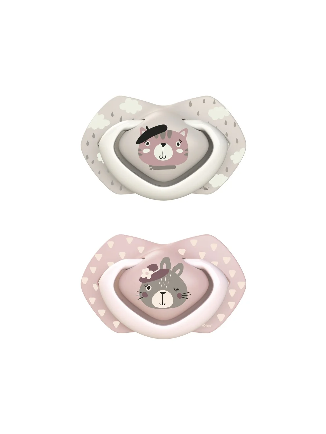 Розовый canpol Babies Bonjour Paris Пустышка силиконовая симметричная 18+ месяцев, 2 штуки