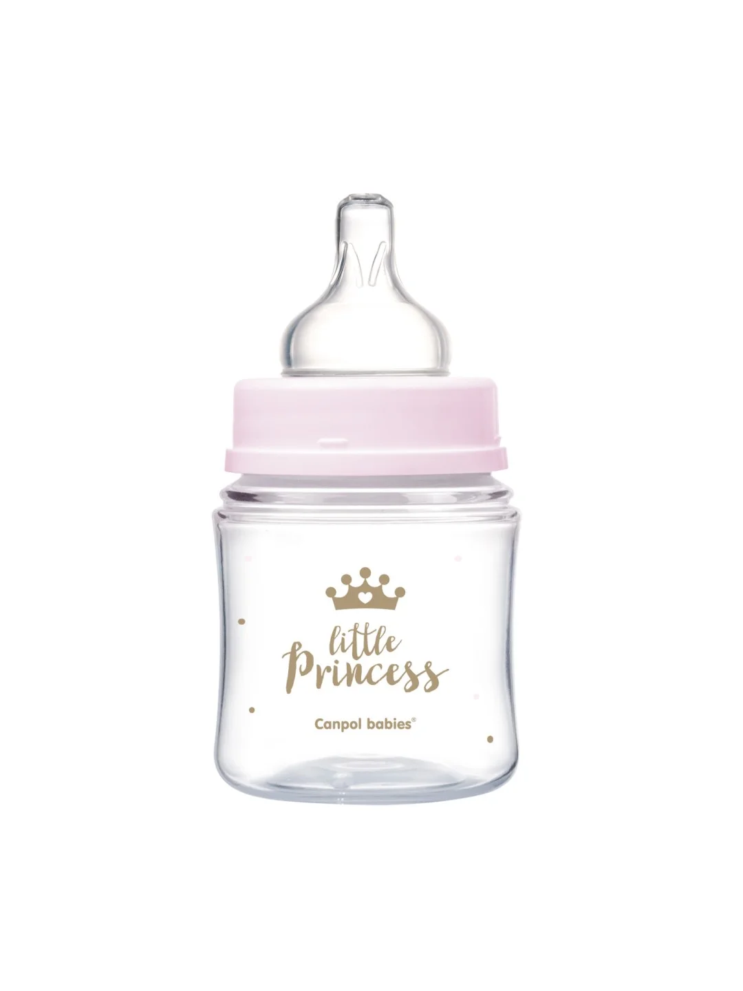 Розовый canpol Babies Royal Baby Бутылочка для кормления c широким горлом, 120 мл