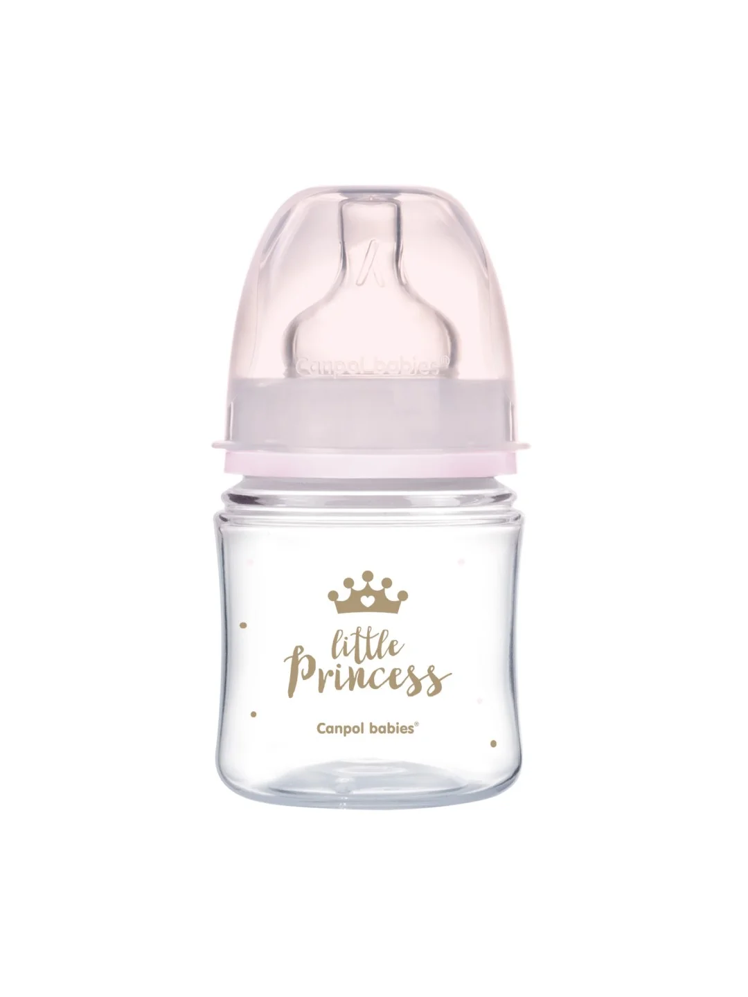 Розовый canpol Babies Royal Baby Бутылочка для кормления c широким горлом, 120 мл