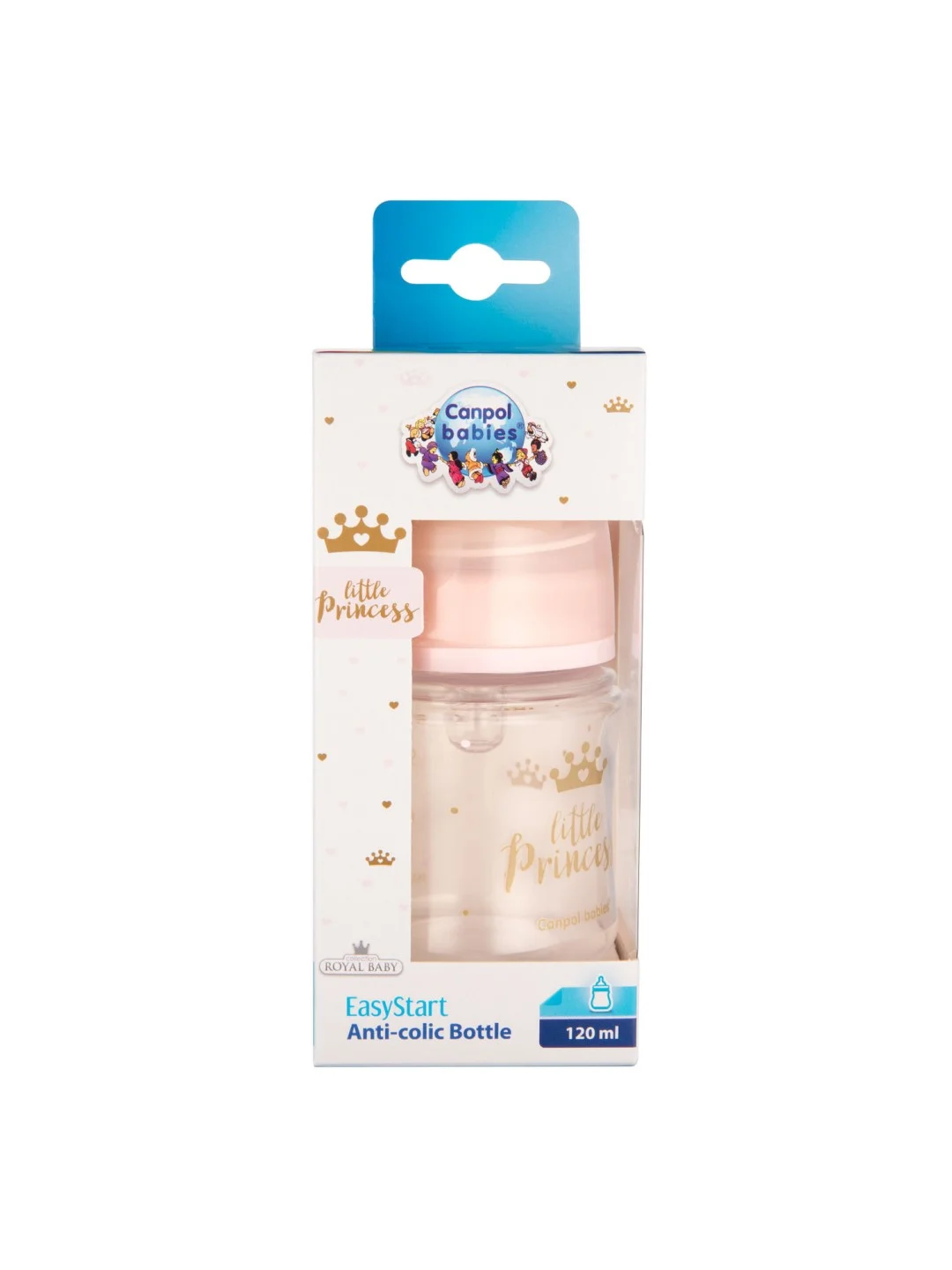 Розовый canpol Babies Royal Baby Бутылочка для кормления c широким горлом, 120 мл