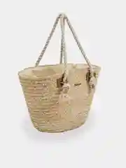 Бежевый сумка женская соломенная, плетеная большая с ручками