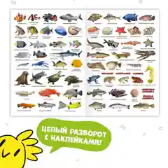 Атлас мира ГЕОДОМ "Обитатели рек, морей и океанов", с наклейками, 16 страниц