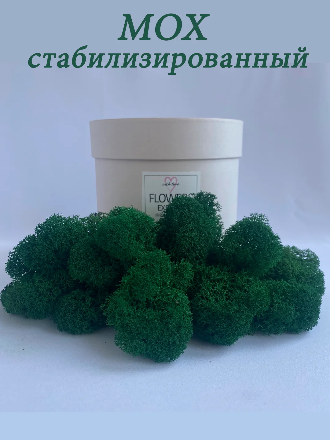 Тёмно-зелёный мох стабилизированный для декора,кашпо