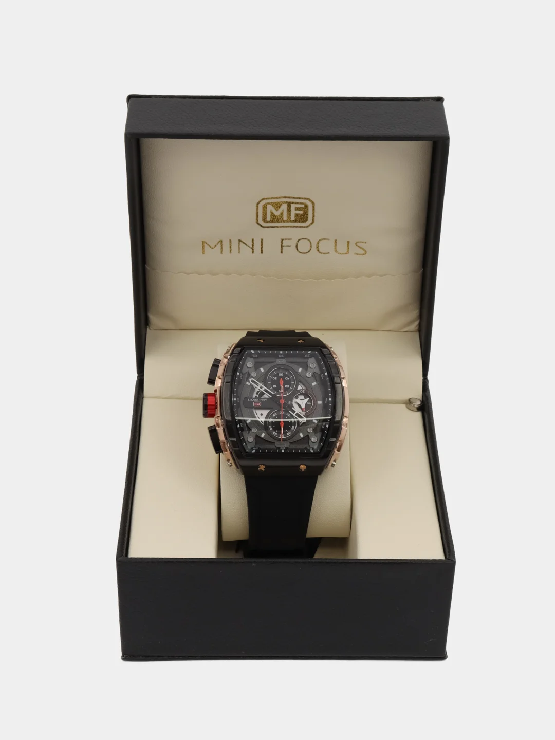 Черный часы наручные мужские MINI FOCUS 0399 с хронографом, секундомером. Водостойкие