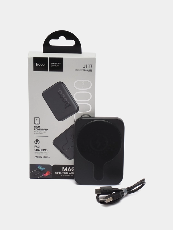 Повербанк Hoco J117 5000 mAh для iPhone с magsafe и быстрой зарядкой PD20W QC3.0 (черный)