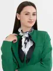 Золотистый хаки платок шелковый на голову и шею