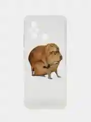 Бежевый силиконовый чехол на Realme C55 (Реалми C55), прозрачный, с рисунком, защита камеры
