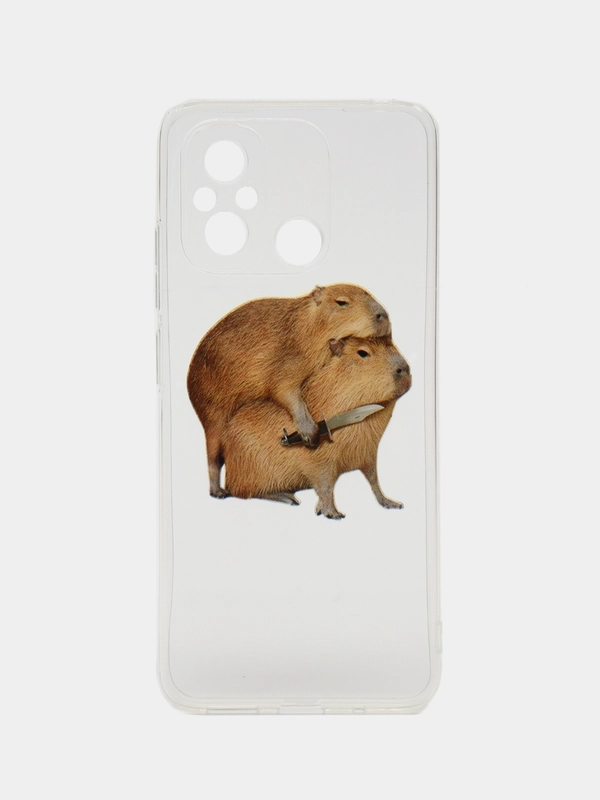 Силиконовый чехол на Realme C55 (Реалми C55), прозрачный, с рисунком, защита камеры