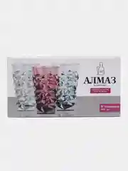 Разноцветный набор стаканов Алмаз, стекло 6 шт