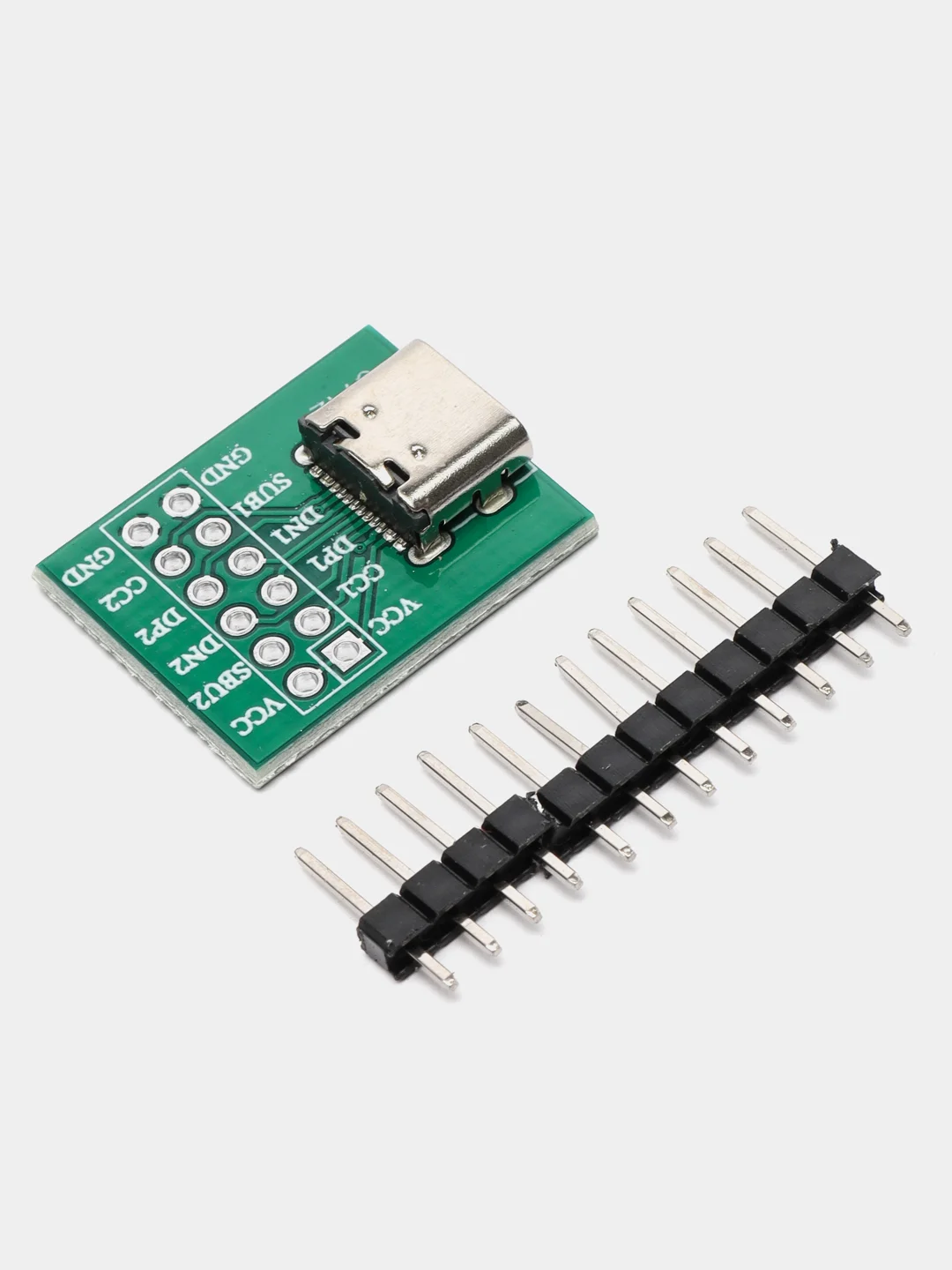 Зеленый распаянный разъем Type-C