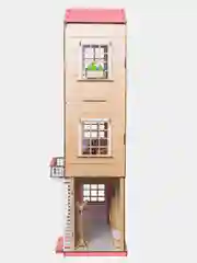 Розовый деревянный кукольный домик с мебелью для Барби "Большой домик"