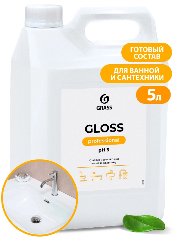 Чистящее средство Grass "Gloss" Professional, для ванной и сантехники, 5 л