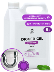 Средство щелочное для прочистки канализационных труб Grass "DIGGER-GEL", 5 л