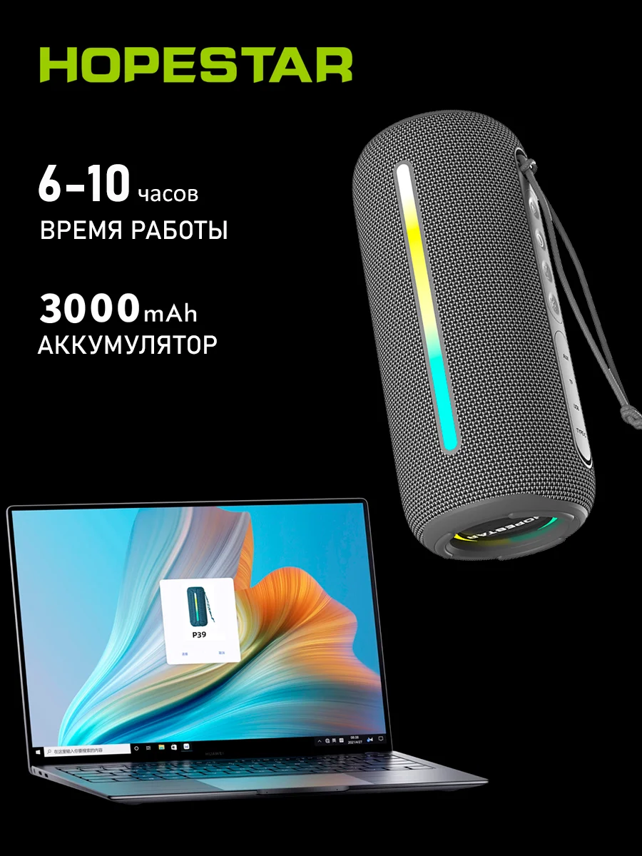 Серебряный портативная колонка Bluetooth HOPESTAR A60 / P39