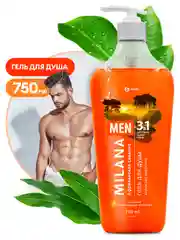 Гель для душа Milana MEN 3в1 Африканская саванна, с маслом виноградной косточки, 750 мл