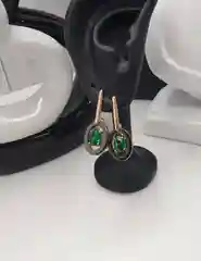 Зеленый серьги с керамикой, бижутерия