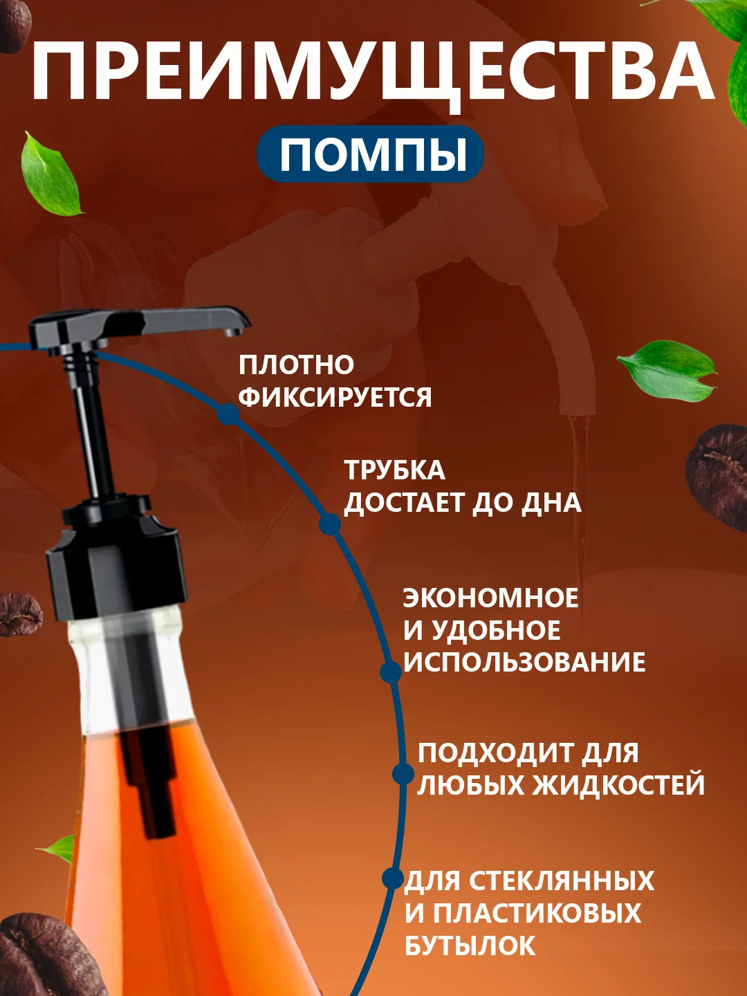 Белый помпа - дозатор для сиропа, универсальная, до 1 литра