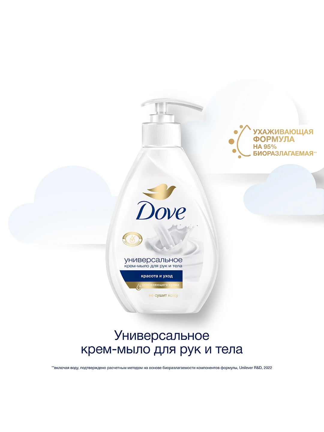 Жидкое крем-мыло Dove красота и уход с 1/4 увлажняющего крема, 250 мл, 2 шт