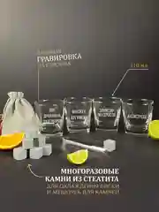Подарочный набор для виски, подарок мужчине: 4 стакана для виски с гравировкой