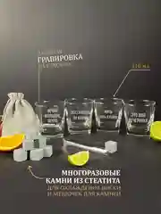 Подарочный набор стаканы для виски, подарок мужчине: 4 стакана с гравировкой