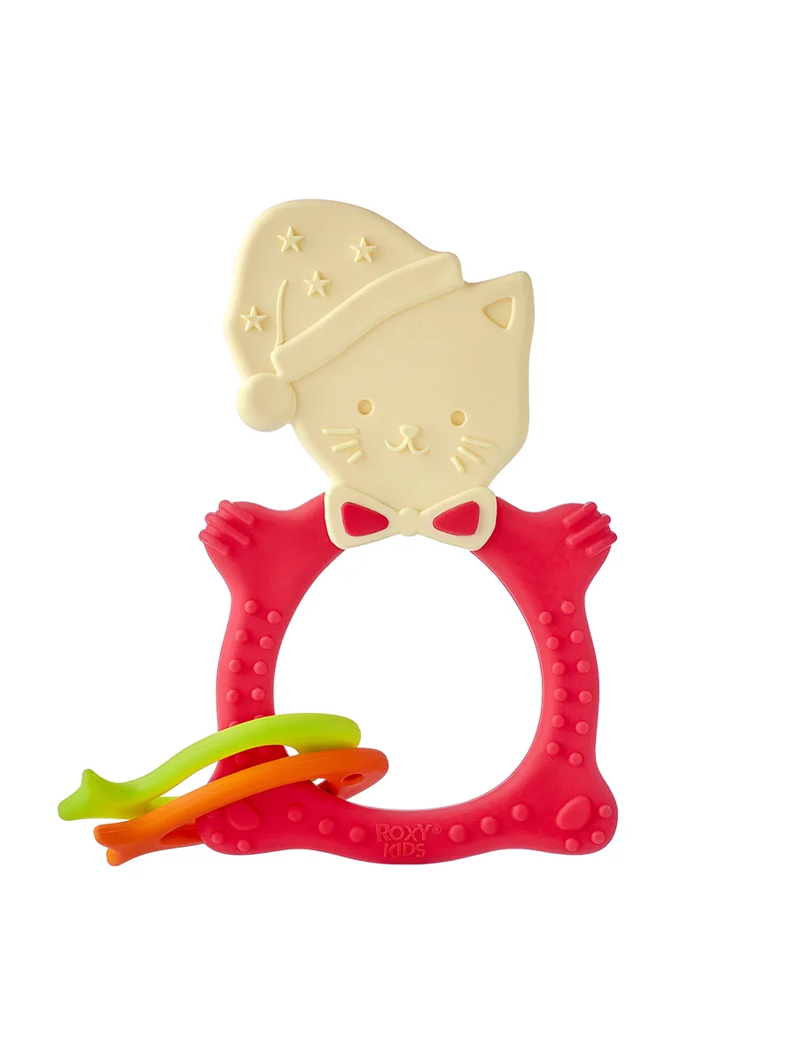 Универсальный прорезыватель MEOW TEETHER. Цвет коралловый от ROXY-KIDS