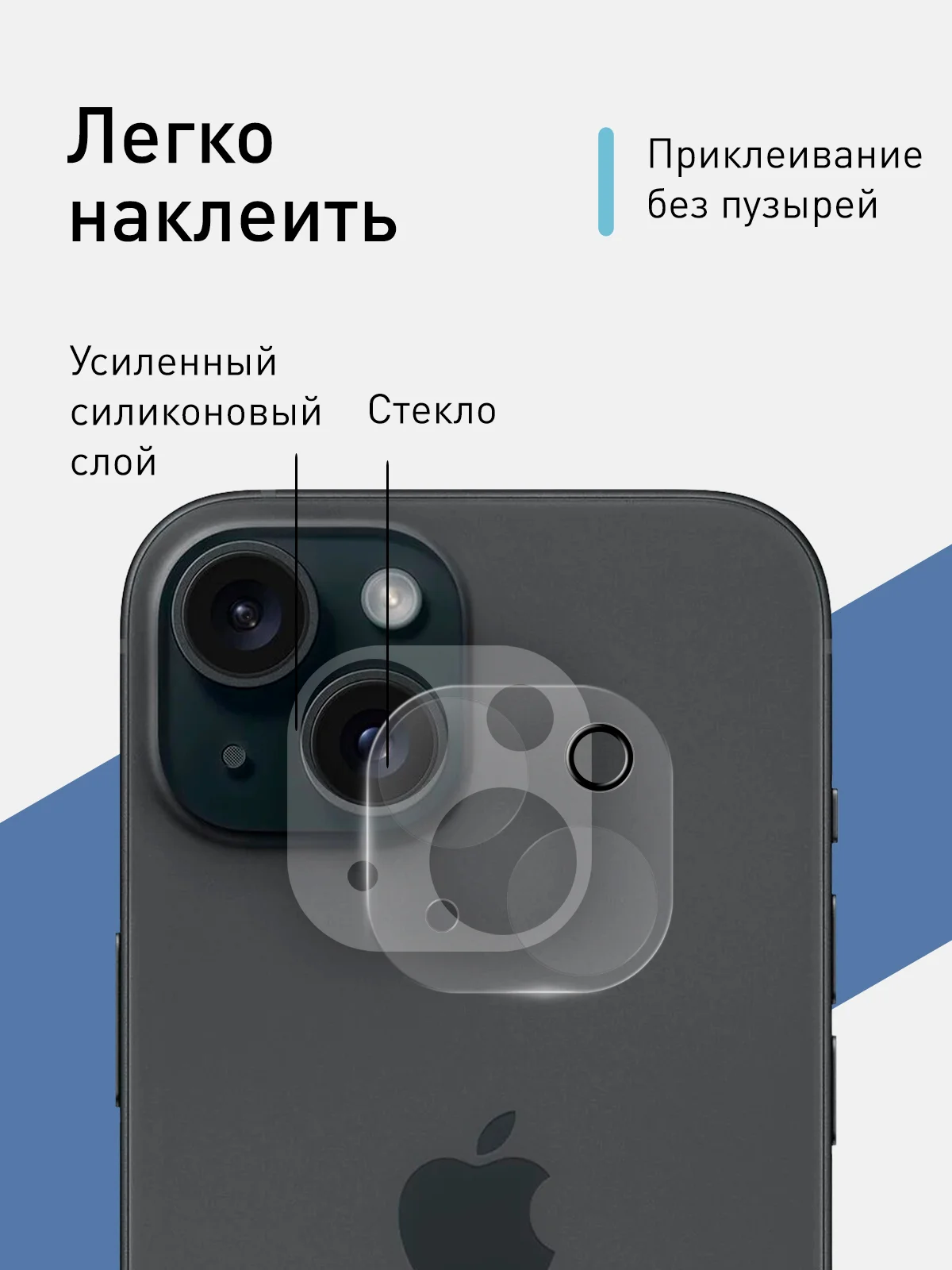 Прозрачный стекло на камеру для телефона Apple iPhone 15/15 Plus защитное ROSCO прозрачное закаленное