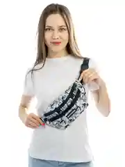 Серебряный сумка-бананка на пояс, большая, 3 кармана