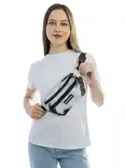 Серебряный сумка-бананка на пояс, большая, 3 кармана