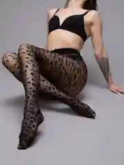 Черный колготки женские фантазийные Giulia LEO 40