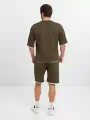 Хаки мужской костюм шорты с футболкой