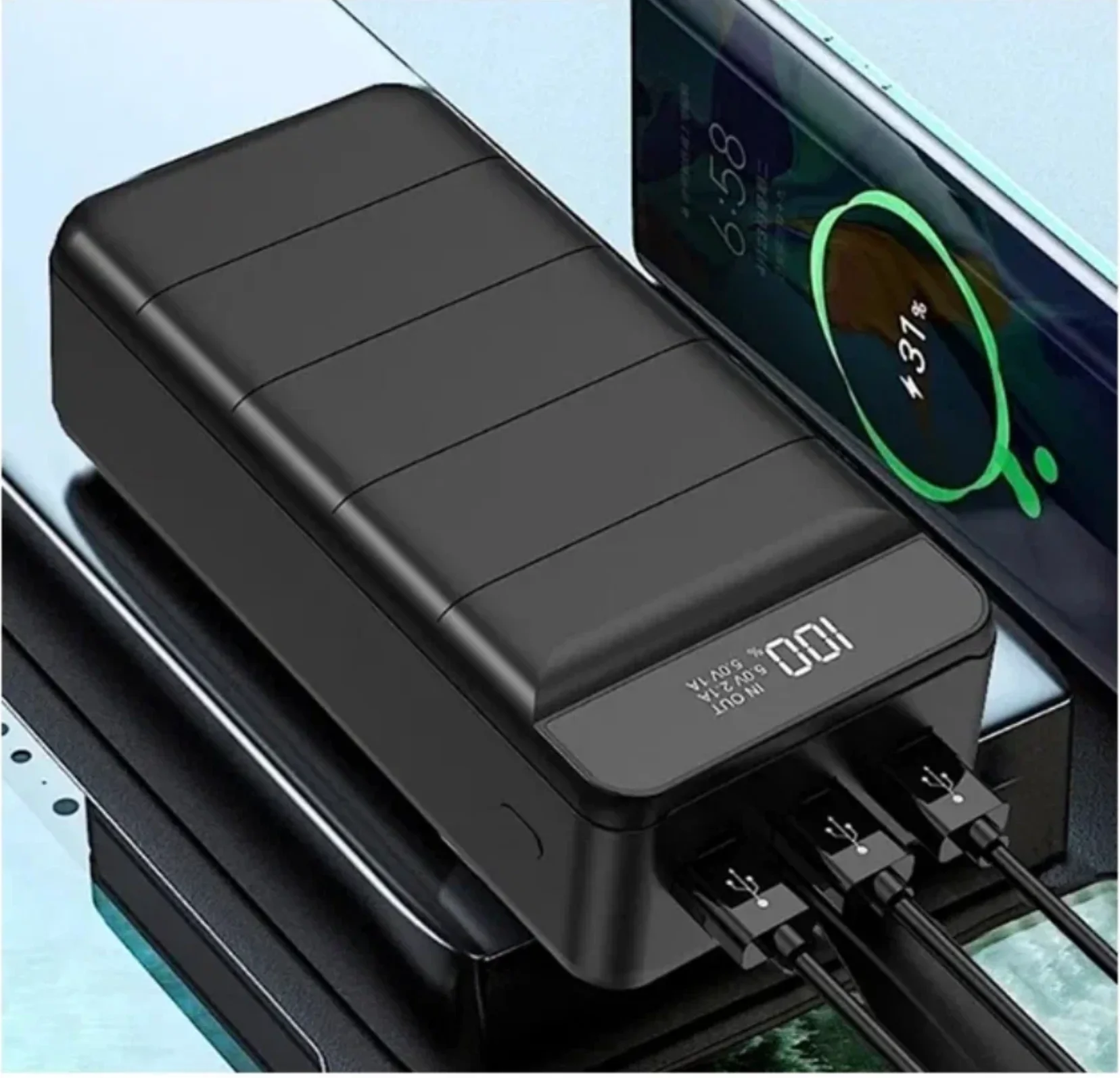 Белый power Bank с поддержкой QC3.0, 22,5 Вт, 100.000/ 90.000/ 80000 / 60000 / 50000 / 30000 мАч