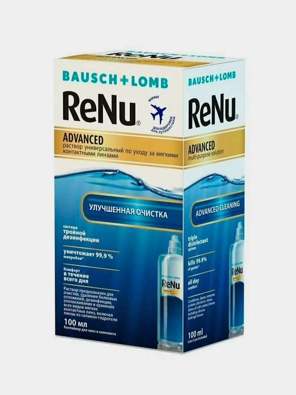 Универсальный раствор для линз Bausch + Lomb ReNu Advanced, 100 мл