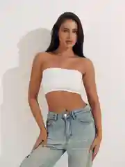 Белый бандо топ базовый женский