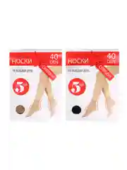 Носки женские капроновые 40 den, 5 пар, размер 23-25, 2 цвета