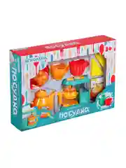 Игровой набор Посудка, комплект посуды, 9-11 предметов, 35х24х7 см, 4 дизайна