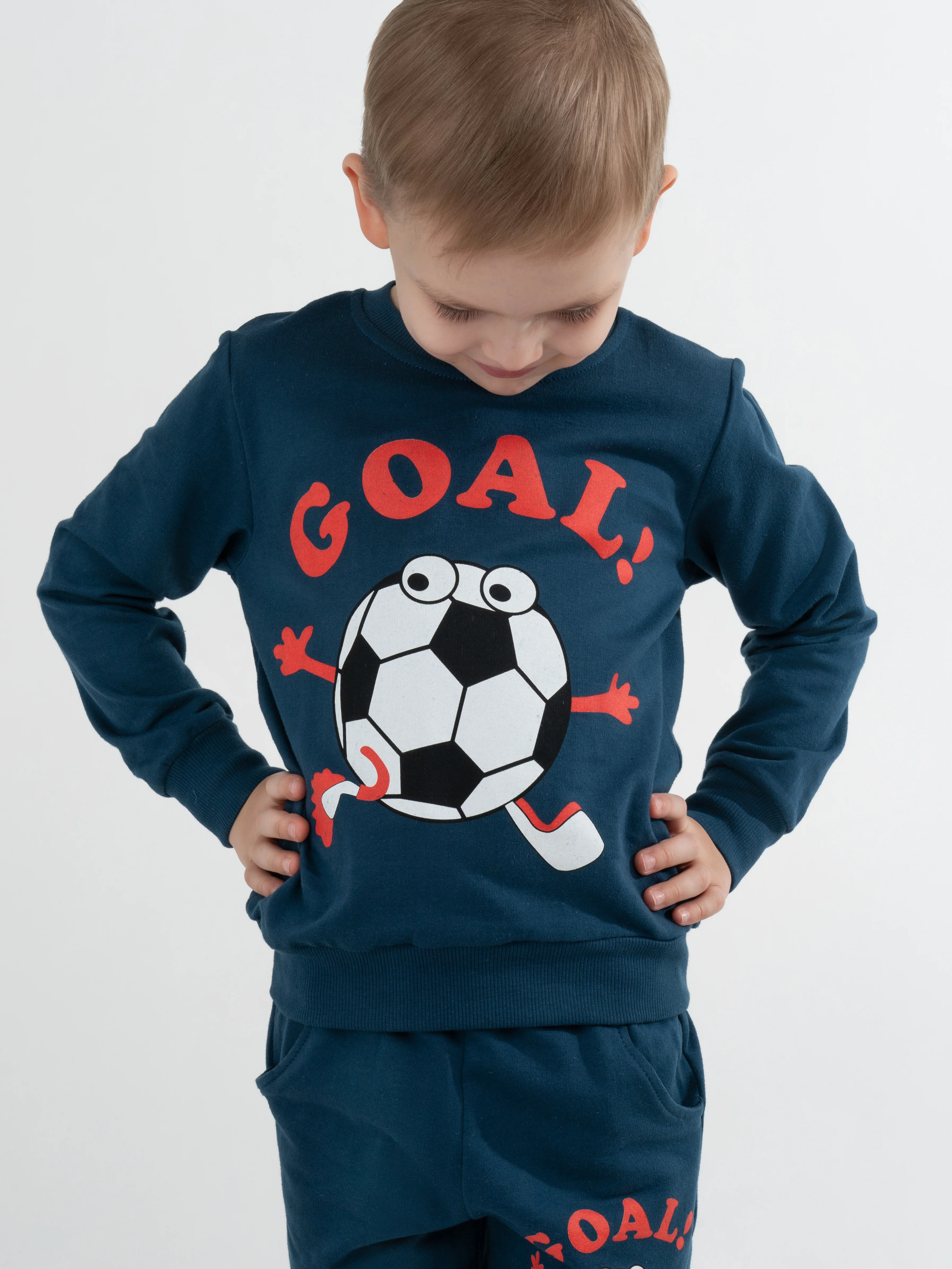 Спортивный трикотажный детский костюм свитшот брюки "Goal Индиго"