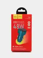 Синий автомобильное зарядное устройство HOCO Z50 Leader 1xUSB, 1xUSB-C, 3А, PD48W, QC3.0, LED