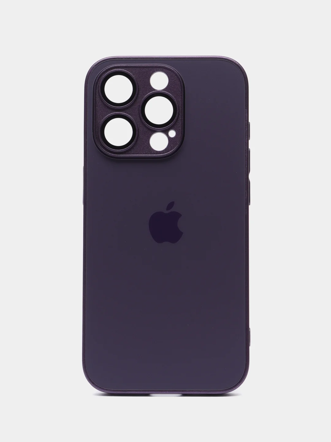 Фиолетовый чехол на айфон 13, 14, 15 16 Pro Max Plus, стеклянный, MagSafe с защитой камеры для iPhone
