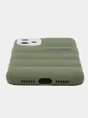 Хаки чехол на айфон 11 / бампер для iPhone 11 / силиконовый с принтом North FAce