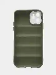 Хаки чехол на айфон 11 / бампер для iPhone 11 / силиконовый с принтом North FAce