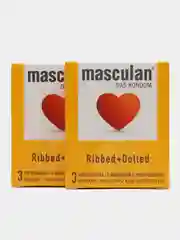 Презервативы Masculan Ribbed + Dotted №3, 2 упаковки, 6 презервативов