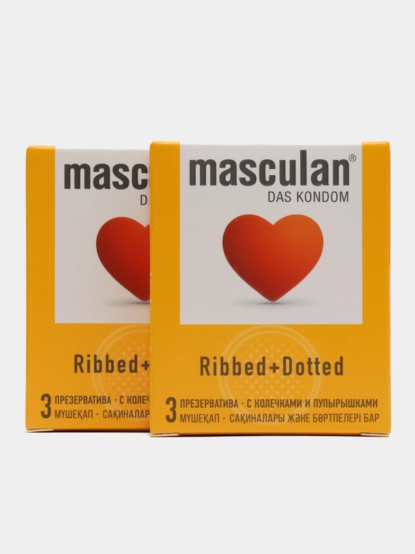 Презервативы Masculan Ribbed + Dotted №3, 2 упаковки, 6 презервативов
