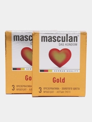 Презервативы Masculan Gold №3, 2 упаковки (6 презервативов, золотые  с ароматом ванили)