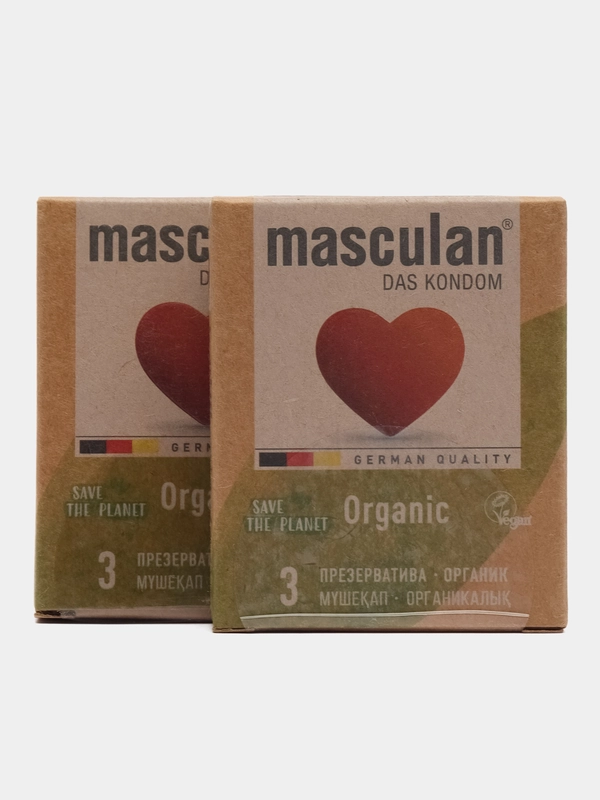Презервативы Masculan Organic №3, 2 упаковки (6 презервативов экологичные, тонкие, веган)
