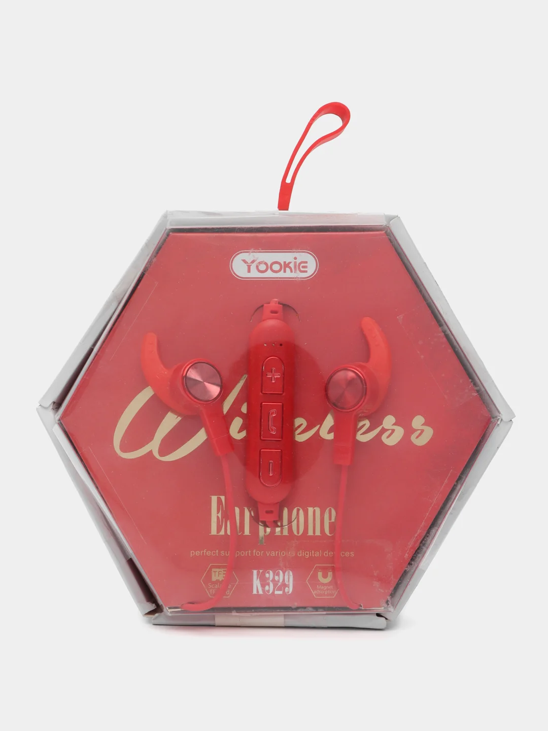 Красный bluetooth наушники Yookie K329