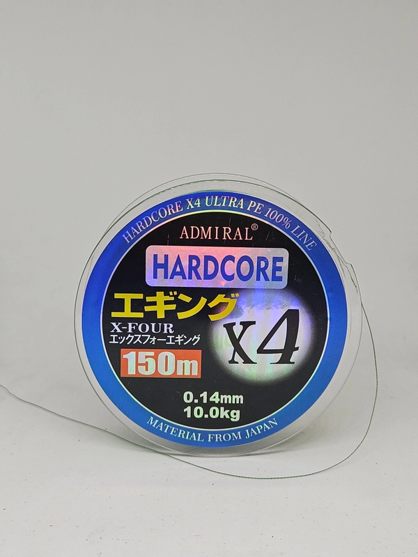 Плетенка 150м., Admiral Hardcore Х4,  зеленая, плетеный шнур, леска