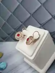 Красный серьги с камнем, бижутерия