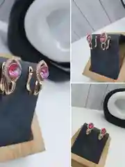 Фуксия серьги с камнем, бижутерия