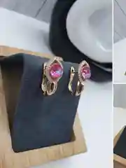 Фуксия серьги с камнем, бижутерия